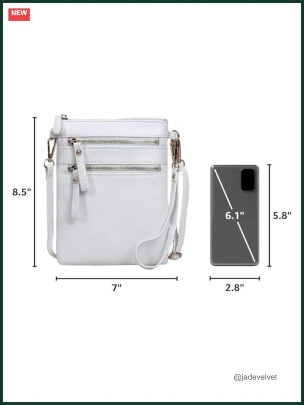 Small Crossbody Bag with Multi Zip Pockets Detachable Wristlet Faux Leather